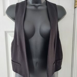 H&M Women's Open Black Vest w/Faux Pockets